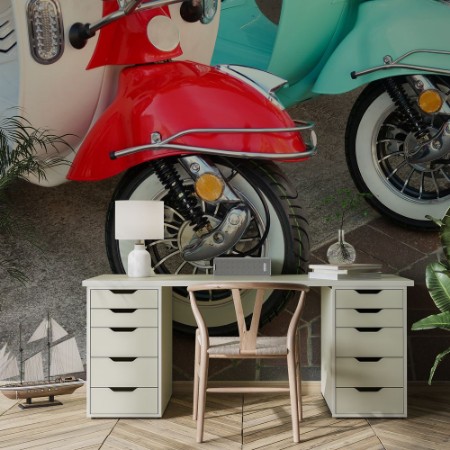 Bild på Red and Blue Scooter Wheels