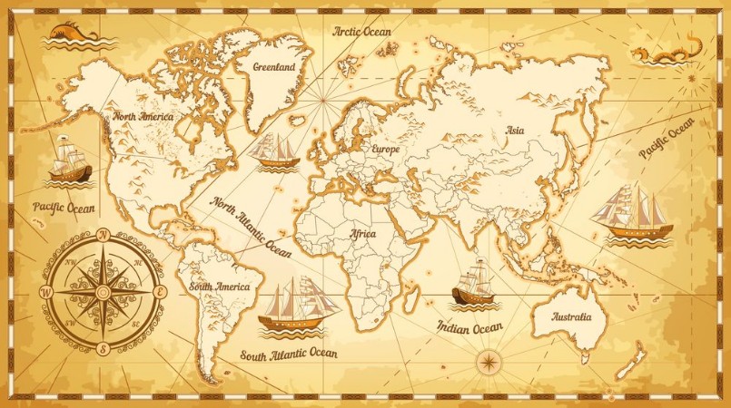 Ancient Marine Map photowallpaper Scandiwall