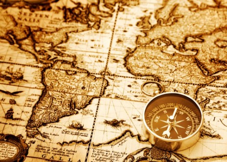 Picture of Compass on Vintage Map