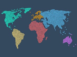Afbeeldingen van Dotted world map