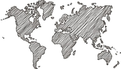 Bild von Freehand World Map Sketch