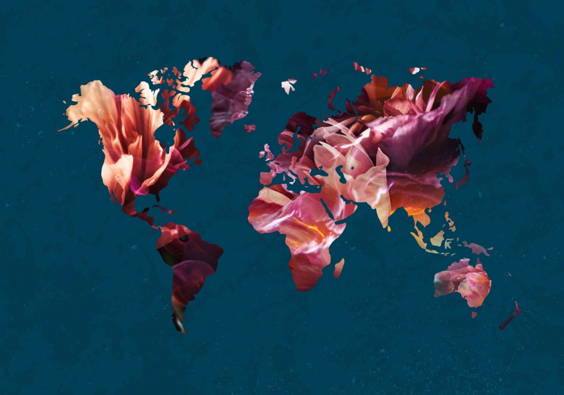 Picture of World Map Flowers