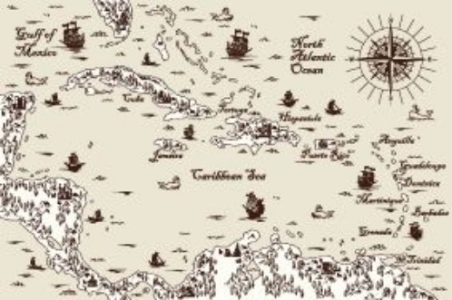Picture of Old map of the Caribbean Sea