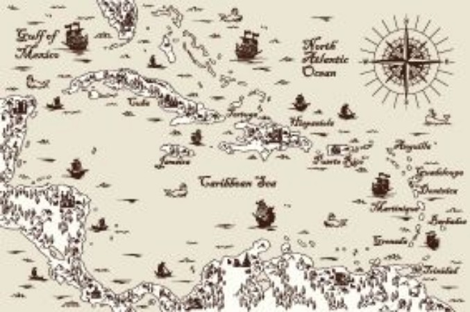 Picture of Old map of the Caribbean Sea