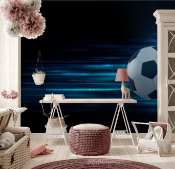 Picture of Football Ball in Blue Light Streak