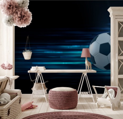 Afbeeldingen van Football Ball in Blue Light Streak