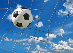 Picture of Football flying into Goal