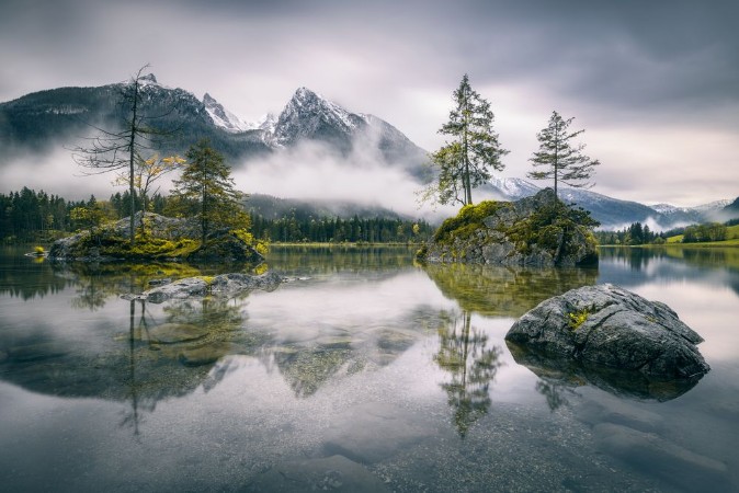 Rainy Morning at Hintersee photowallpaper Scandiwall