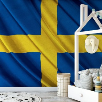 Image de Colorful Swedish Flag Waving in The Wind