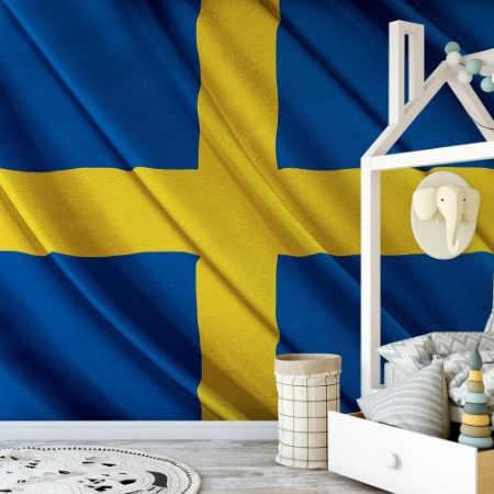 Image de Colorful Swedish Flag Waving in The Wind