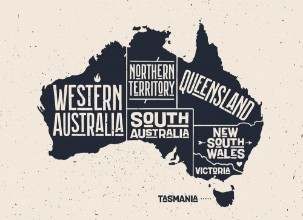 Εικόνα της Black and White Map of Australia