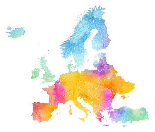 Multicolor Europe Map photowallpaper Scandiwall