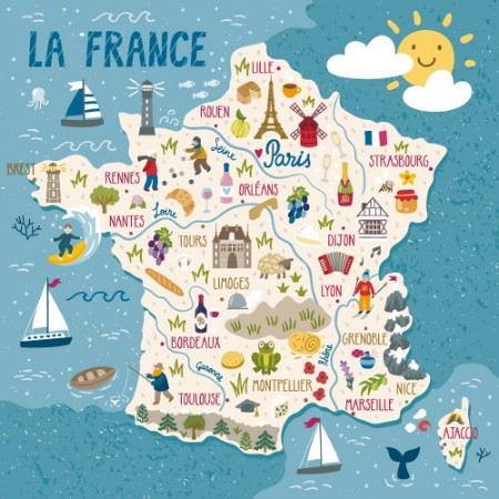 Childrens Map of France photowallpaper Scandiwall