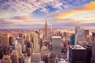 Západ slnka nad Midtown Manhattan paveikslėlis
