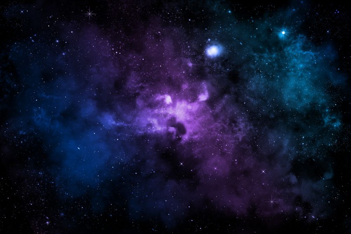 Picture of Colorful Nebula in Starry Sky