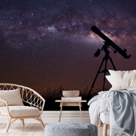 Picture of Infinite Space with Silhouette of Telescope