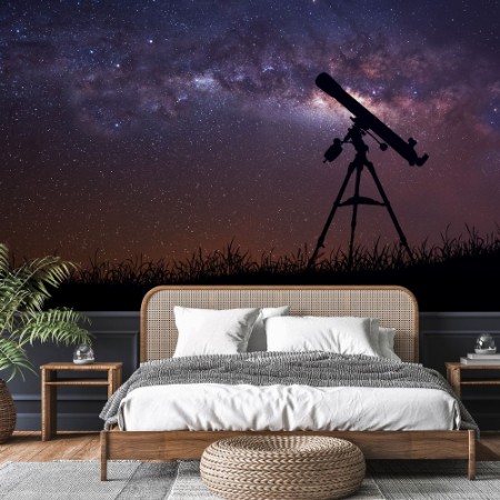 Picture of Infinite Space with Silhouette of Telescope