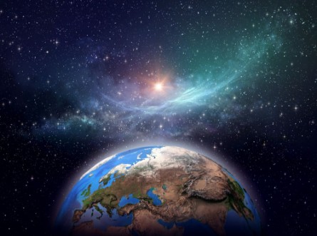 Planet Earth in Cosmic Space photowallpaper Scandiwall