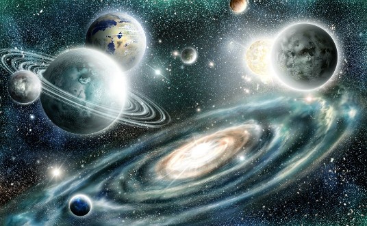 Solar System and Spiral Galaxy photowallpaper Scandiwall