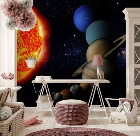 Afbeeldingen van The Sun and nine Planets of our System orbiting