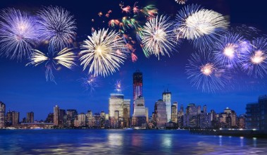 Picture of New York Skyline at Night with Fireworks