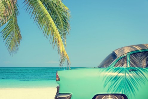Bild på Classic Car on a Tropical Beach