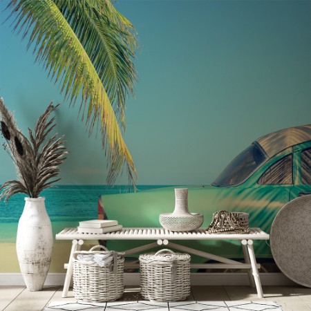 Bild på Classic Car on a Tropical Beach