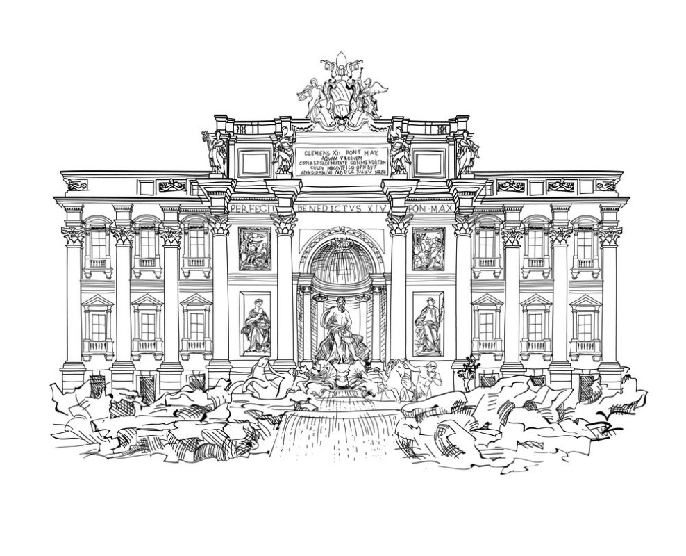 Afbeeldingen van Rome famous landmark Trevi Fountain Sightseeing of Italy