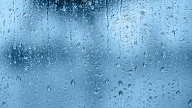 Bild von Raindrops on the window Blue tone