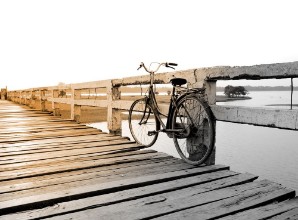 Picture of Bicycle on wooden bridge