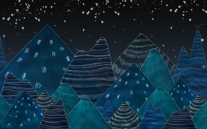 Picture of Dark blue mountains in the nightUsed color tool and picture cre