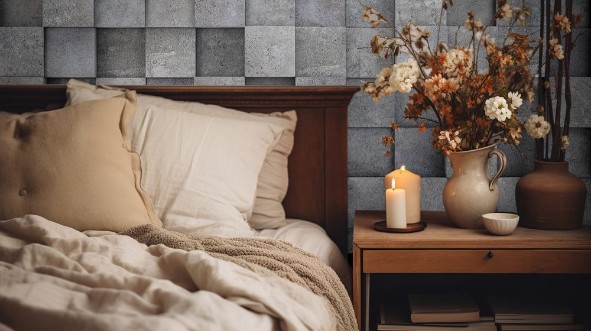 Afbeeldingen van Wall of concrete cubes