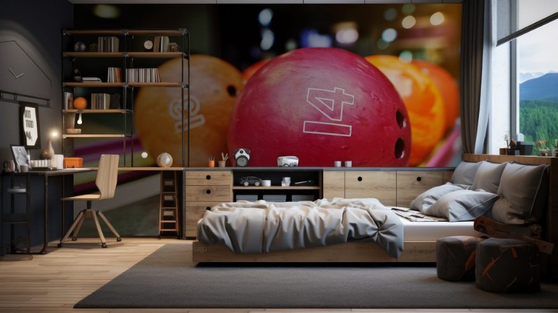 Picture of Two colored bowling balls of number 14 and 13