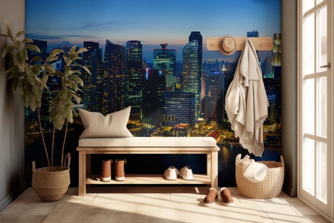 Picture of Singapore centrum om natten