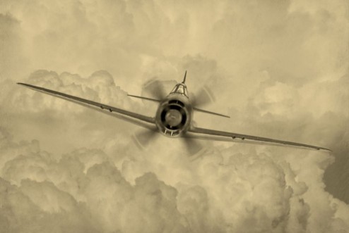 Poza cu Vintage style image of World War 2 era fighter plane known as Geroge by the allies