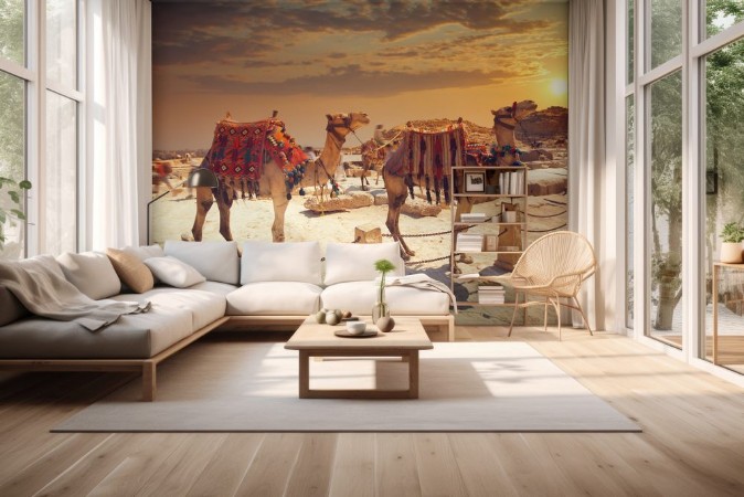 Afbeeldingen van Camel near of great pyramid in egypt