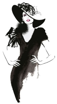Picture of Fashion woman model with a black hat