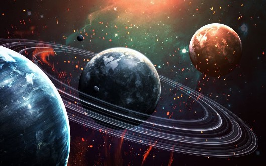 Afbeeldingen van Universe scene with planets stars and galaxies in outer space showing the beauty of space exploration Elements furnished by NASA