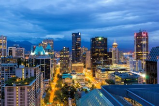 Bild på Vancouver BC Cityscape at Twilight