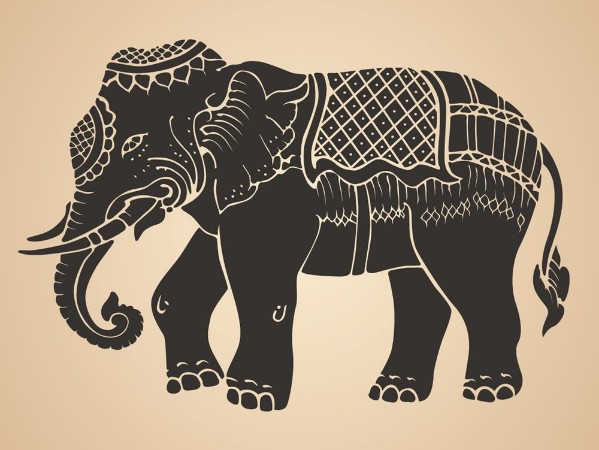 Bild på Black war elephant - Thai traditional art Design Vector