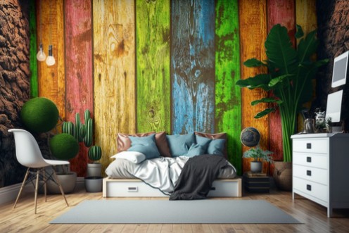 Afbeeldingen van Vintage colorful wood