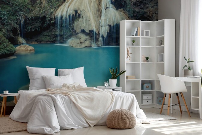 Bild på Wonderful waterfall with colorful tree in thailand