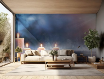 Afbeeldingen van Meditation In Spiritual Zen Scenery - Candles On Thermal Water