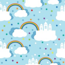 Image de Seamless pattern with raindow castle and clouds