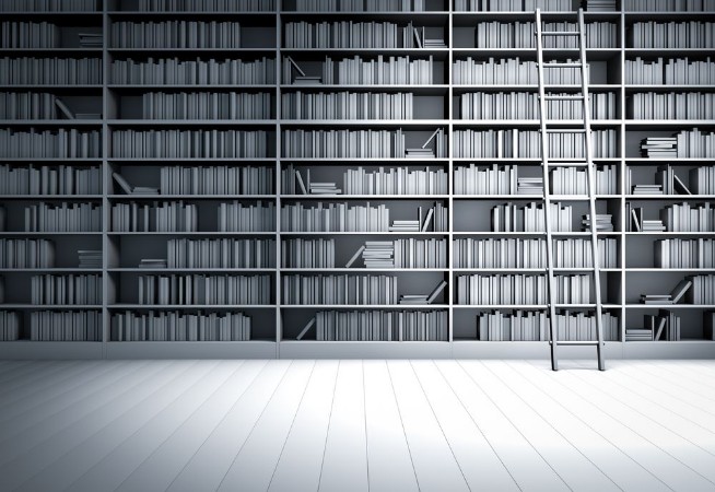 Afbeeldingen van Library room in black and white