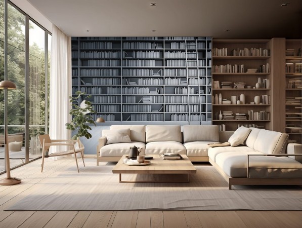 Afbeeldingen van Library room in black and white