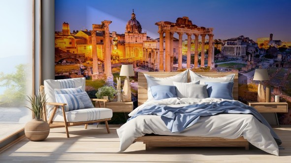 Picture of Roman Forum at night  Rome in Italy