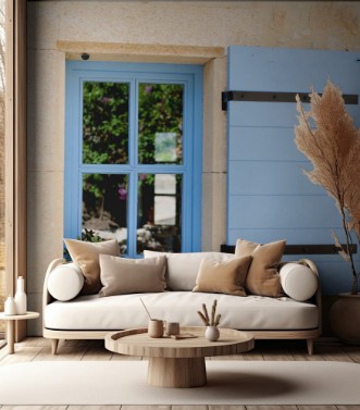 Afbeeldingen van Blue old window in traditional french provence architecture