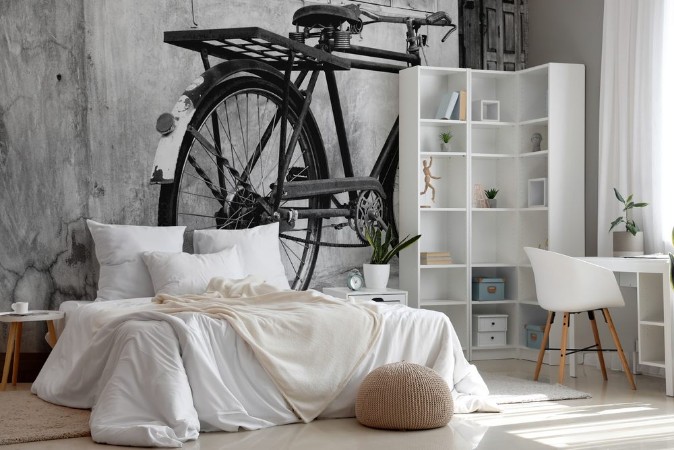 Image de Black and white photo of vintage bicycle - film grain filter effect styles