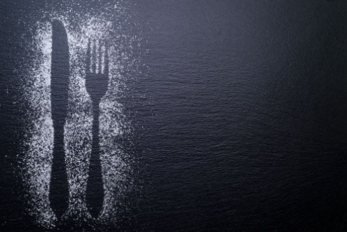 Picture of Besteck auf Schiefertafel - Hintergrund